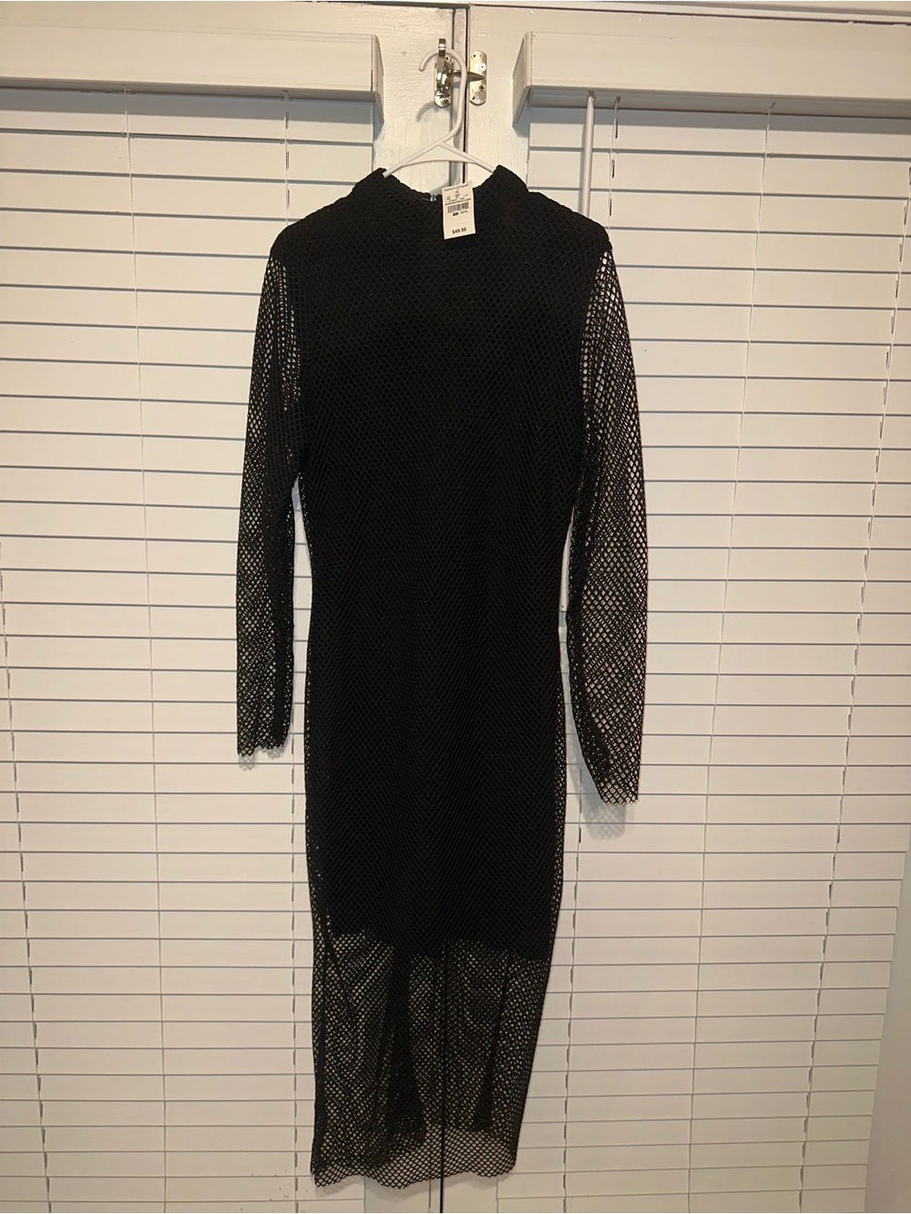 Ashley Stewart Black Mesh Long-Sleeve Midi Dress Brand New Size 14/16